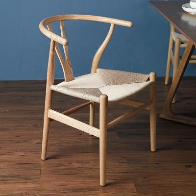 China Foshan Nordic Wood Professional Furniture Factory Wholesale Solid Wood Y-Chair Ash Wishbone Y Shape Chair Solid Wood Dining Chairs for sale