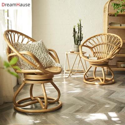 China Dreamhause Leisure Chair Sofa Chair Backrest Cooling Natural Rattan Woven Single Swivel Chair for sale