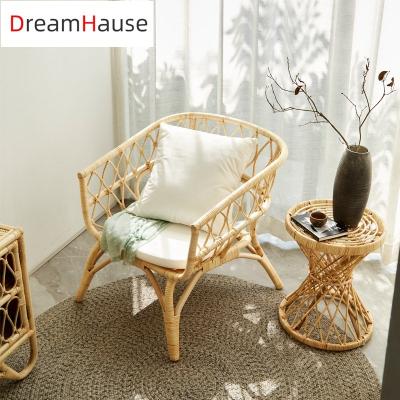 China Lightweight Japanese Chair Art Furniture Balcony Courtyard Patio Handmade Sofa Table Set Indoor Dreamhause Living Room Indonesia Rattan for sale