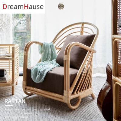 China Art Furniture Balcony Courtyard Patio Handmade Indoor Dreamhause Living Room Indonesia Lightweight Japanese Rattan Chair Indoor Single Sofa for sale