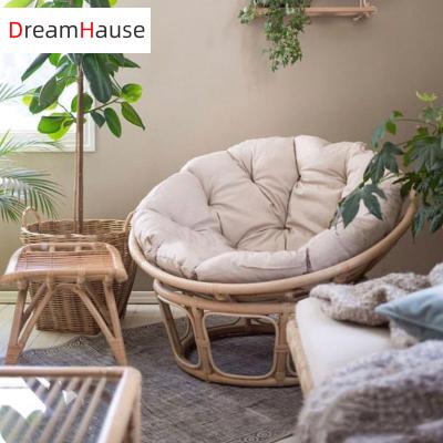 China High Quality Modern Style Modern French Rattan Sofa Chair Living Room Hotel Garden Patio Leisure Round Single Sofa for sale