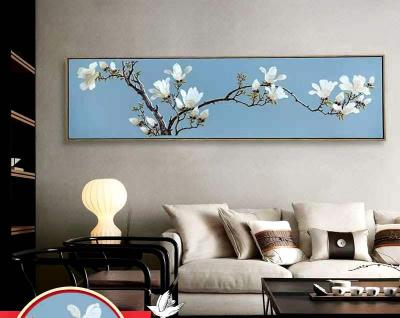 China Dreamhause Bed Painting Contemporary High-Grade Embroidered Modern Magnolia Wall Painting Living Room Sofa Background Wall Hanging for sale