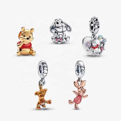 China Fashion New 925 Sterling Silver  Pooh Bear Charm For Pandora Bracelet Tigger Piglet Dangle Charm For Women Jewelry Making for sale