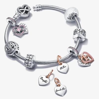 China TRENDY Thailand Factory Pandora Do Rae Original Logo Charms Pendant Heart Snake Pulsera Diy Bracelet Designer Charms Mother's Day for sale