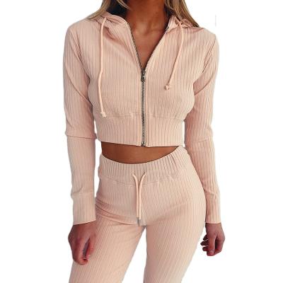 China European and American women's anti-pilling autumn new style thin-fitting solid color sports and leisure short upper long-sleeved suit TW for sale