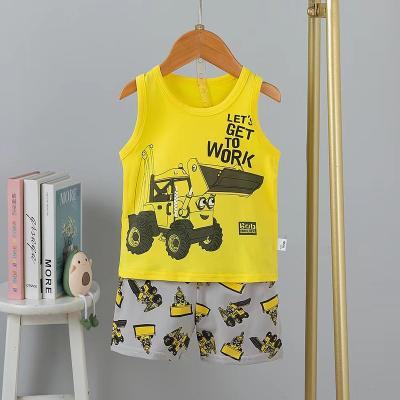 China Baby Summer Clothing Set Casual Kids Collection Cotton Boy Vest Sleeveless Vest With Pants Children Clothing for sale