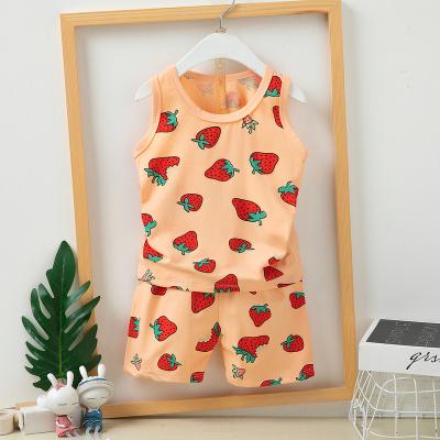 China Plus Size 2022 Baby Boy Girls Cotton Sports Set Infant Kids Cotton Sets Summer Kids Clothes Vest Sleeveless Set for sale