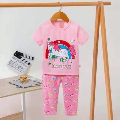 China QUICK DRY 2PCS Kids Cotton Pajamas Set Cartoon Print Sleepwear Nightgowns Kids Pajamas Set 8-12Y for sale