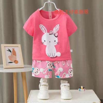 China Wholesale Summer Children Comfortable Kids Pajamas Breathable Short Sleeve 2 Piece 100% Cotton for sale