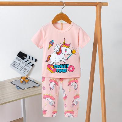 China Wholesale Summer Breathable Hot Selling Short Sleeve Cotton Children Princess Pajamas Girl for sale