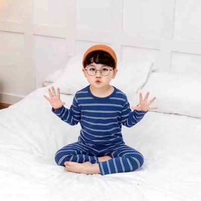 China Breathable Children's Home Wear Autumn and Winter Children's Wear Girls Stripes Long Sleeve Baby Pajamas Two Piece Set for sale