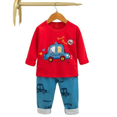 China Cotton Breathable 1-12 Years Old Children's Long Sleeve Boys And Girls Pajamas Children's Suits Cartoon Printing for sale