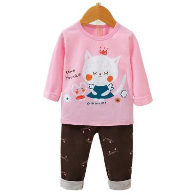 China 2021 Breathable Girls Cotton Sleepwear Children Long Sleeve Autumn Clothing Baby Set Kids Pajamas for sale