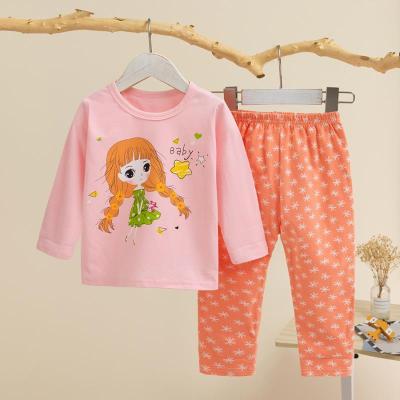 China Breathable Children's Wear Pajamas Children's Underwear Set Home Use Men's And Women's Spring And Autumn Sleeve Long Pants for sale