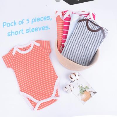 China Cozy Baby Clothes Summer Newborn Infant Baby Romper 5pcs Cotton Triangle Romper Spring Sleeves Romper Bags Short Baby Overalls for sale