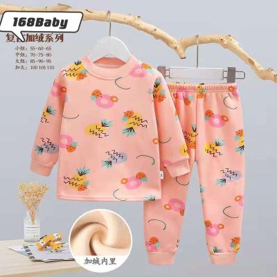 China Breathable Children's Thermal Underwear Set Large Plush Plus Thick Boys Girls Pants Baby Winter Pajamas for sale