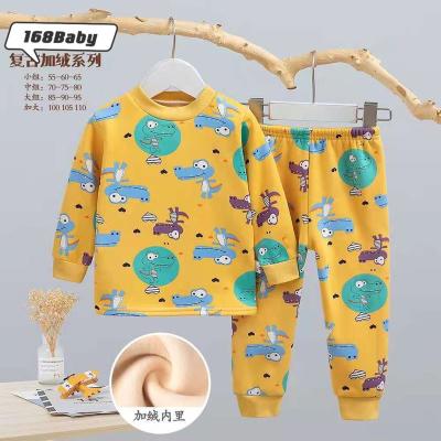 China Wholesale Breathable Thermal Two Piece Children's Long Sleeve Padded Pajamas Fall And Winter For Boys And Girls Pijam for sale