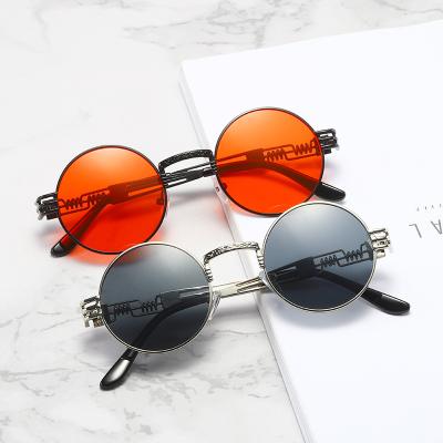 China Internet Celebrity Recommend Steampunk Style Round Hollow Frame Man Alloy Sun Sunglasses Square Glass Men for sale