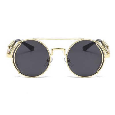 China Internet Celebrity Recommend Steampunk Style Round Frame Sun Glass Men Anime Sunglasses Hollow Stripper for sale