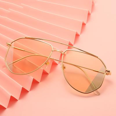 China Internet Celebrity Recommend Bling Shades Sunglasses 2021 Double Bridge Alloy Frame Sun Men Classic Glass for sale