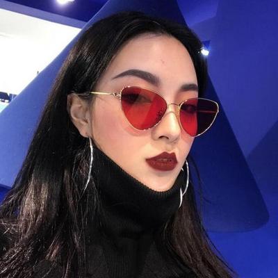 China Internet Celebrity Recommend Wasted Unique Cat Eye Shape Luxary Cute Lens Alloy Frame Sunglasses 2021 Women for sale