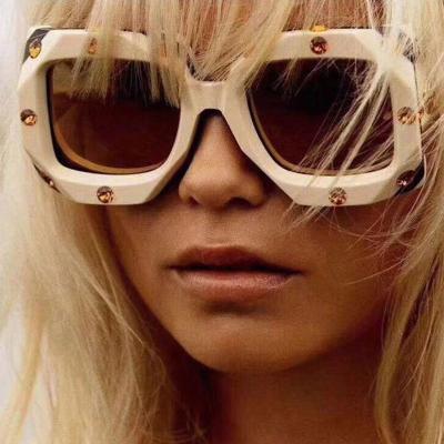 China High-end material high-end products exquisite patchwork printing frame PC frames oversized classic sunglasses with rhinestone for sale