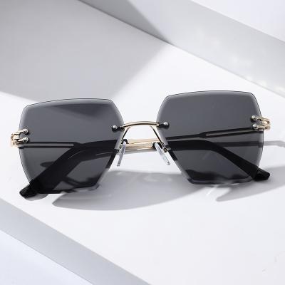 China Internet Celebrity Recommend Rimless Mens Hexagon Cut Lens Mixer Luxury Brand Sunglasses 2021 for sale