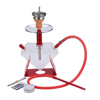 China With Wholesale LED Hookah Heart-Shape Single Hose Acrylic Hookah Shisha High Quality Light Acrylic Shisha Fancy Or 2 Pipes for sale