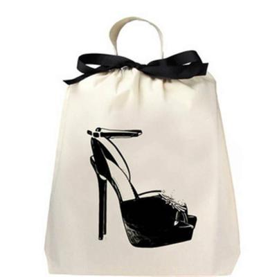 China Eco - Friendly Wholesale Custom Logo Cotton Drawstring Travel Shoe Bags for sale