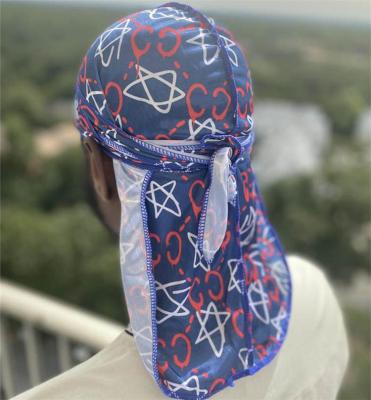 China Fashinable brand custom printed satin headwrap silk durag for men for sale