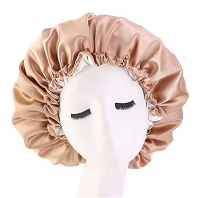 China Custom Made Satin Double Layer Hairdressing Perm Hat Nightcap Sleep Cap Satin Hood Sleep Hat Women for sale