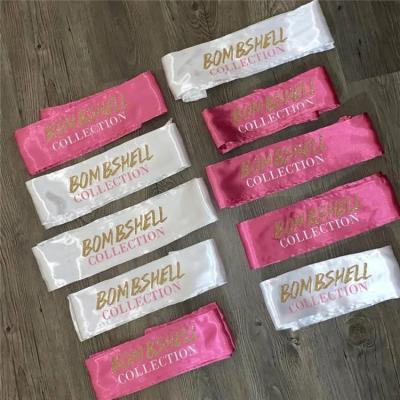 China Factory Eco - Friendly Custom Name Printed Satin Scarf Logo Head Band Directly for sale