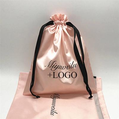 China Custom Luxury Virgin Hair Customized Satin Customized Gift Bags For Packaging for sale