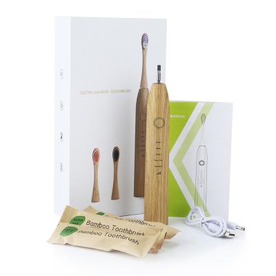 China Sonic Bamboo Electric Toothbrush Battery Operated Eco-Friendly Biodegradable Teeth Whitening Tool for sale