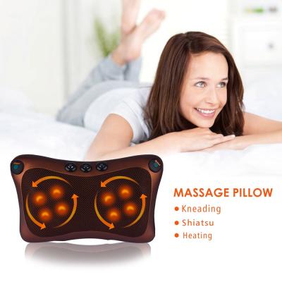 China Car and Home 3D Massage Neck Pillow Kneading Shiatsu Neck Pillow Massager Physiotherapy with Heating for sale