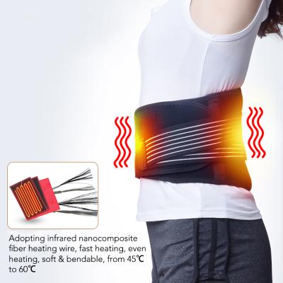 China Amazon FBA Product Electric Heating Back Waist Pad For Back Pain Relief Waist Wrap Belt Massage Far Infrared Heat Therapy for sale