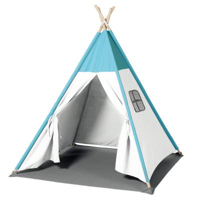 China PORTABLE Contrast Color Kids Teepee Tent With Window Mat And Carry Case for sale