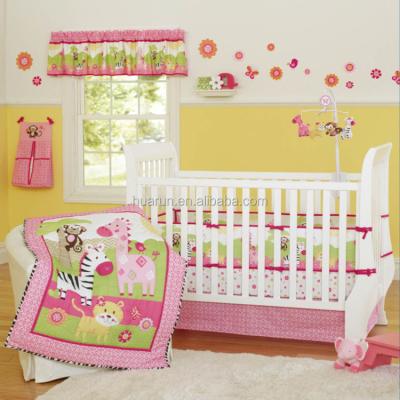 China Word Pink Girl Crib Bedding Set Crib Bed Sheets Disposable Animal America Comforter Set Sheet Bumper Sets Patchwork Comforter for sale