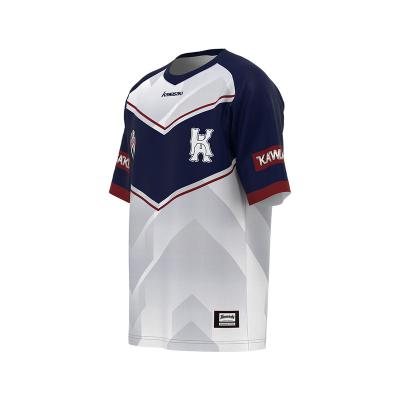 China Custom Team Rugby Jersey Sublimation Antibacterial White Rugby Uniforms With Custom Logo And Breathable Rugby Tops Made In China for sale