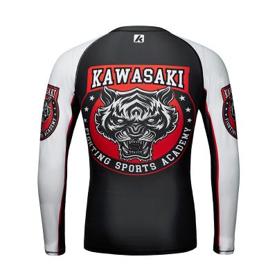 China Customized Long Sleeve Men's Tight Compression T-Shirt Sublimation Printing Rash Guard for sale