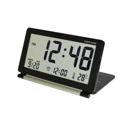 China Calendars Folding Design Temperature Display World Portable Mini Travel Alarm Clock Time for sale