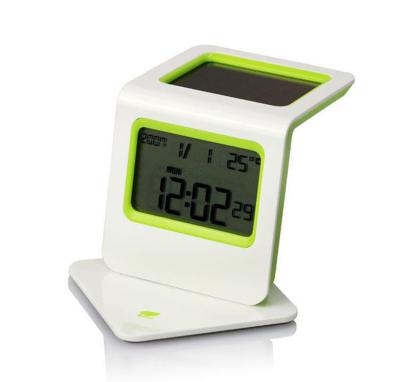 China Calendars Customized Solar Powered Desktop Electronic Digital Alarm Clock With Calendar And Temperature for sale