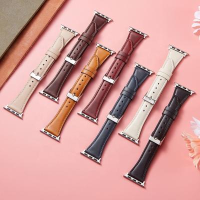 China Fashion \ Luxury Popular Dress In Stock Designer Oil Wax Leather Slim Strap Suitable For Apple Watch Band Iwatch Strap 6/7 Strap 38/40/41 Mm Apple Watch Band for sale