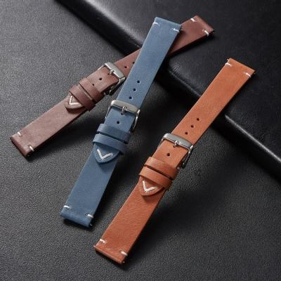 China Wholesale 2021 New Retro First Layer Calfskin Smart Watch Band Spot Quick Disassembly Comfortable Ultra-thin Leather Strap Leather for sale