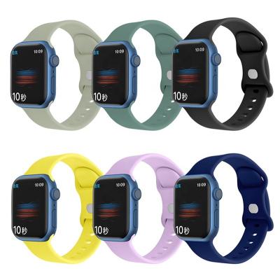 China Fashion\New Luxury Popular Dress For Apple Watch Series 1234567 SE Series Solid Color Silicone Eight-shaped Buckle Iwatch Bands Strap for sale