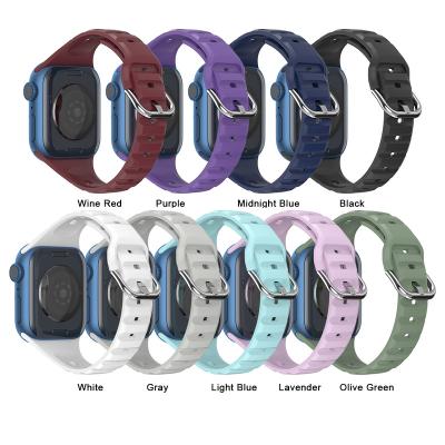 China Fashion\Dress Luxury Popular Silicone Strap Strap For Apple Watch Band 7 6 5 4 3 2 1 Se Soft Wristband For Iwatch Narrow Slim Wristband Band for sale