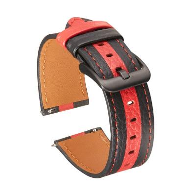 China Leather Suitable For Huawei Samsung Xiaomi Watch Leather Strap Personality Two Color Replacement Smart Watch With Fast Version 22mm for sale