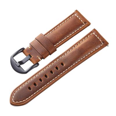 China Spot Quick Release Crazy Horse Leather Genuine Leather Watch Band Smart Sports For Huawei Samsung GTWatch male20/22 band for sale