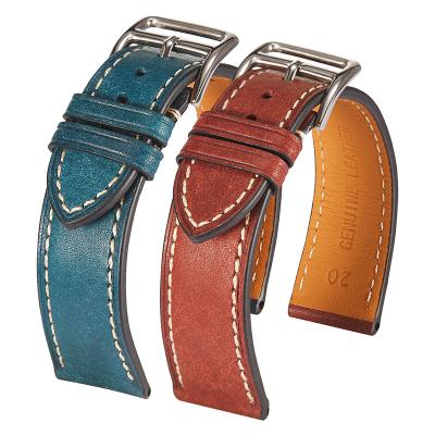 China Italian imported cowhide leather strap suitable for Huawei watch3 Samsung GT watch and other universal fast leather straps for sale