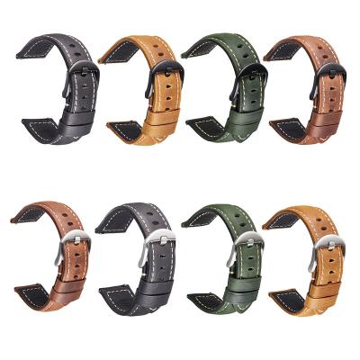 China Stain leather goods suitable for the new Peena watchband watch strap retro Samsung crazy rough genuine leather Huawei22mm for sale